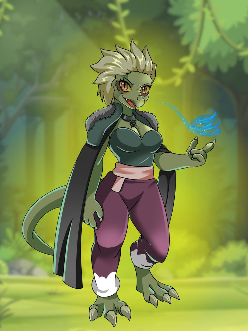 A DnD NPC having a magic in her hand